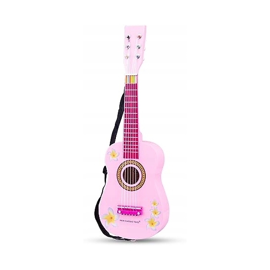Gitara drewniana dla dzieci różowa New Classic Toy