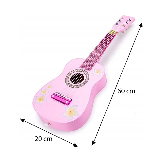 Gitara drewniana dla dzieci różowa New Classic Toy
