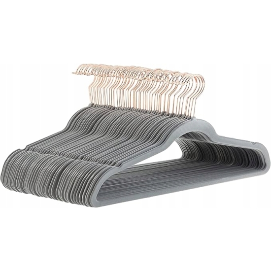 Wieszak wiszący Amazon szary welur 10 sztuk