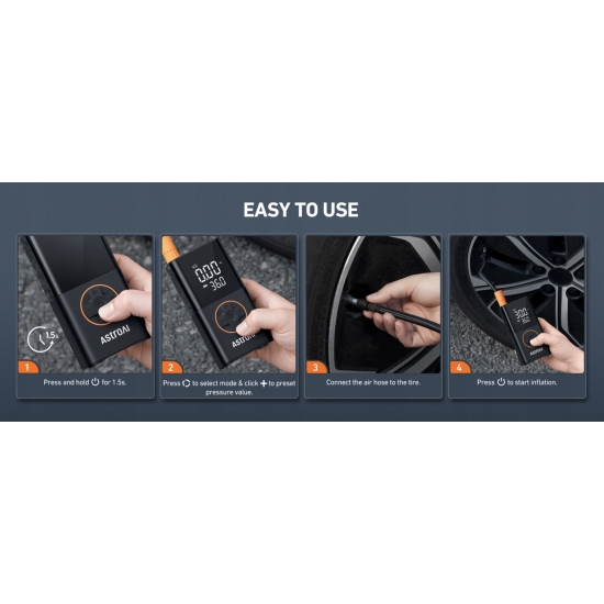 Kompresor AstroAI pompka akumulatorowa z powerbankiem i latarką LED 4000