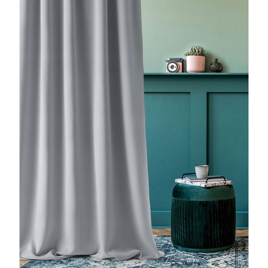 Zasłona gotowa do salonu na taśmie żabki tunel 140x230 Aura szara jasna