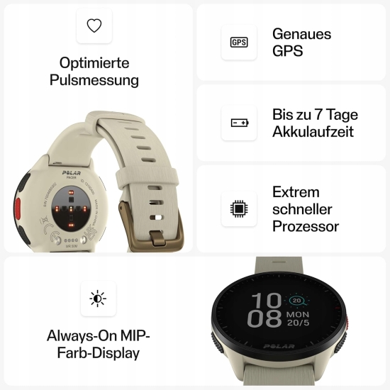 Zegarek sportowy Polar Pacer WHI/WHI S-L biały (kość słoniowa)