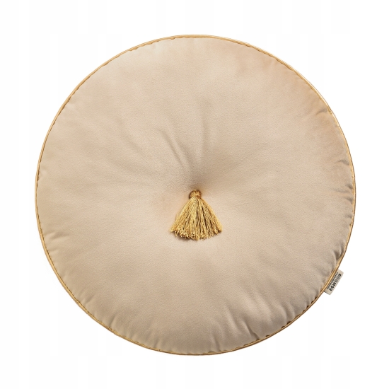 Okrągła poduszka dekoracyjna beżowa Allure welur