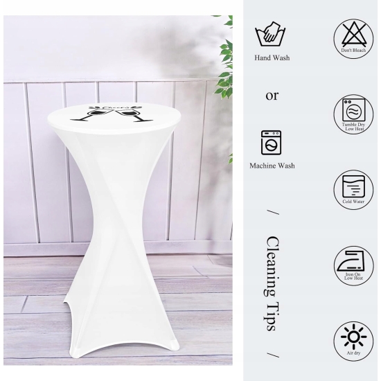 6-PAK POKROWIEC NA STOLIK BAROWY KOKTAJLOWY 60-65cm/110cm BIAŁY