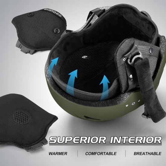 Odoland Kask Narciarski z Goglami i Maską, Zielony, Rozmiar M (57-59 cm)