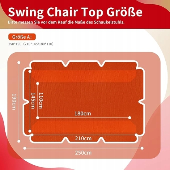 Krrrsjdj Pokrowiec dachowy do huśtawki Hollywood,210 x 145 cm