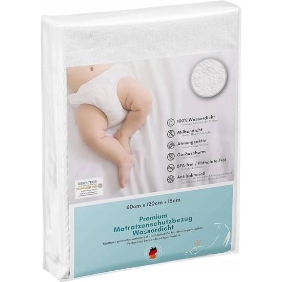 Luxusfeder Pokrowiec na materac 60x120 z tkaniny wodoszczelnej