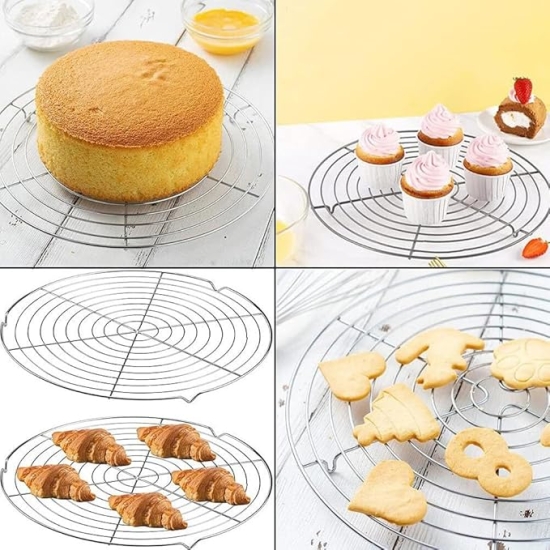 LdawyDE Okrągła kratka chłodząca ze stali nierdzewnej do ciast 32,5 cm 2szt
