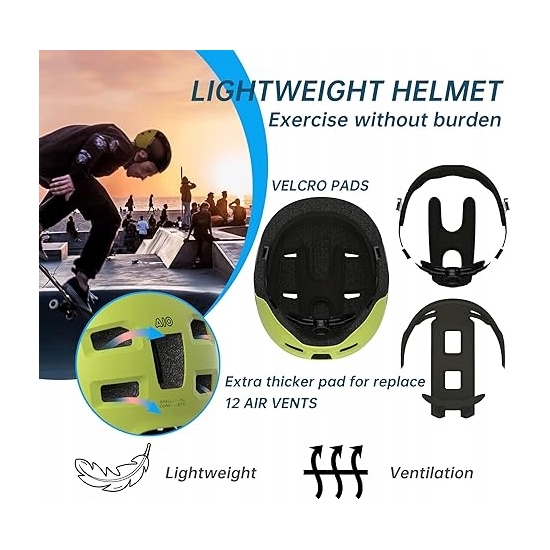 GLAMVILLA Kask rowerowy dla dzieci/kobiet/mężczyzn uniseks M(54-57cm) lekki