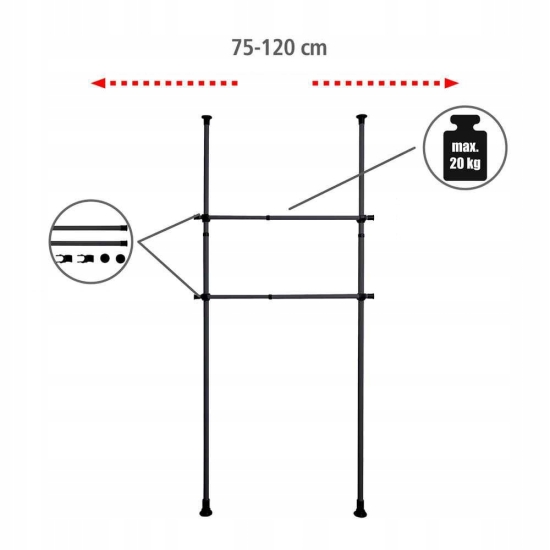 Wenko HERKULES 3 x 120 x 3 cm czarny