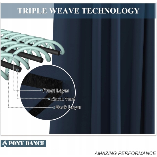 PONY DANCE Zasłony ZACIEMNIAJĄCE 245x140cm Z Taśmą Marszczącą Zestaw 2szt