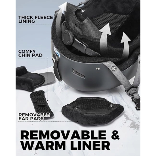 Victgoal Kask narciarski dla mężczyzn i kobiet Rozmiar L, 59-61 cm