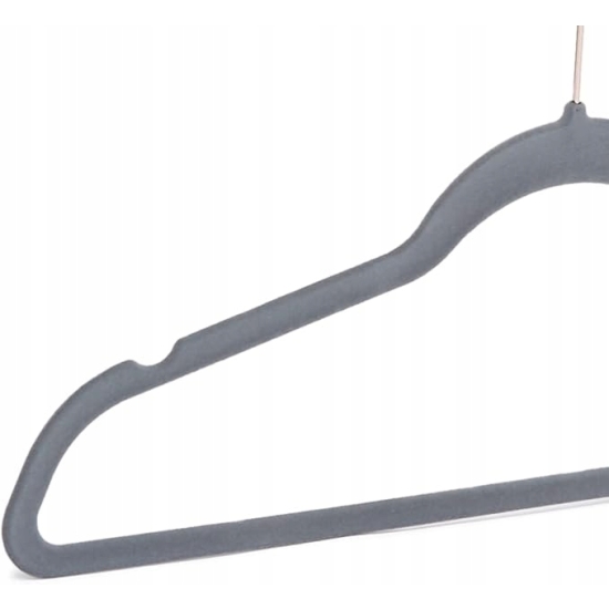 Wieszak wiszący Amazon szary welur 10 sztuk