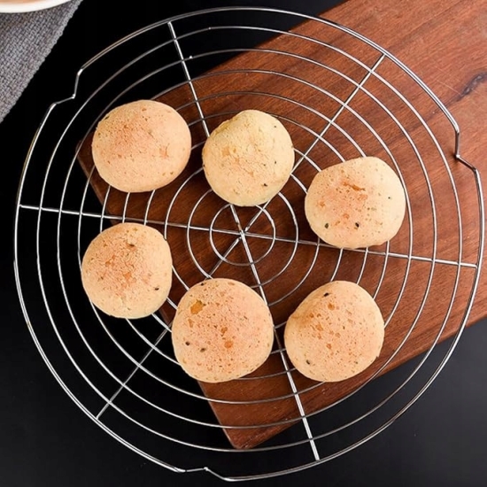 LdawyDE Okrągła kratka chłodząca ze stali nierdzewnej do ciast 32,5 cm 2szt