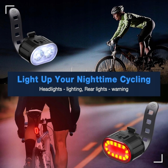 Światła rowerowe LED, 4 + 6 trybów światła rowerowego z przodu i z tyłu