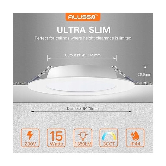 ALUSSO Punkt Sufitowy 230V, 15W 1350lm