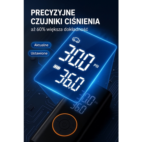Kompresor AstroAI pompka akumulatorowa z powerbankiem i latarką LED 4000