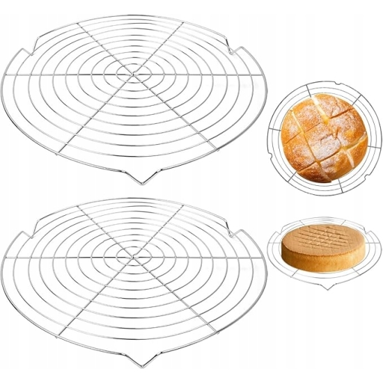 LdawyDE Okrągła kratka chłodząca ze stali nierdzewnej do ciast 32,5 cm 2szt
