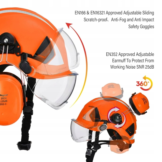 Kask ochronny dla dorosłych SAFEYEAR z goglami odpornymi na zarysowania