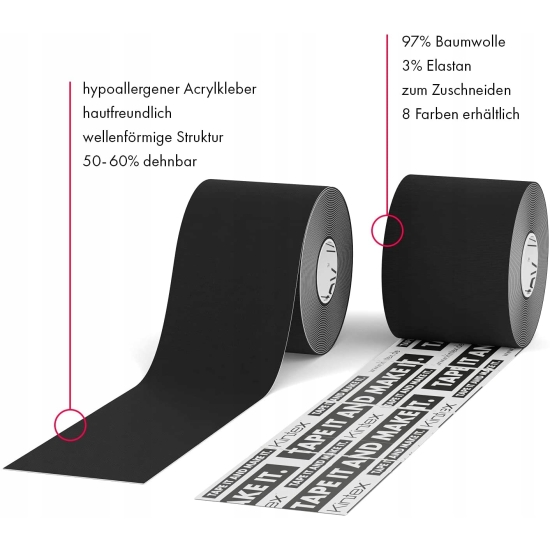 Taśma do kinesiotapingu Kintex 5 cm x 5 m czarny