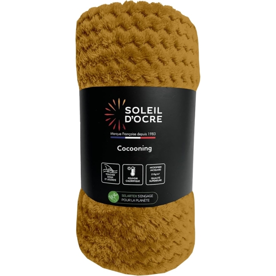 Soleil d'ocre, Kocyk Cocoon 180 x 220 cm Musztardowy