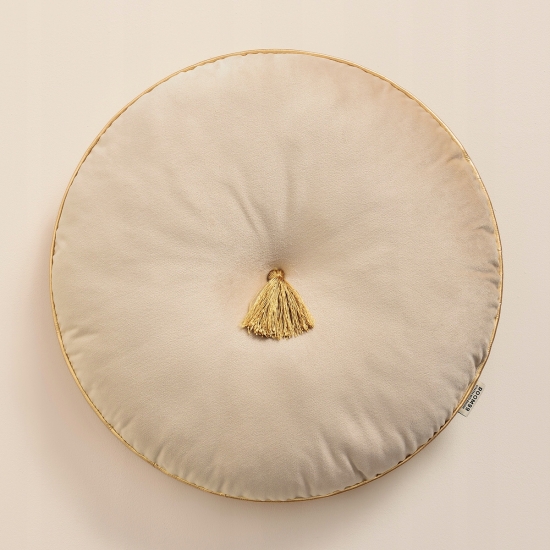 Okrągła poduszka dekoracyjna beżowa Allure welur