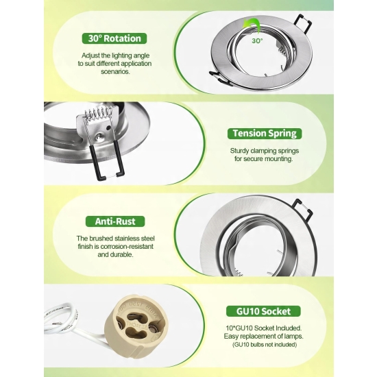 6x Nowoczesna rama reflektora wpuszczanego