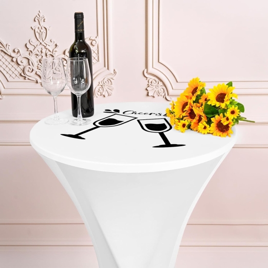 6-PAK POKROWIEC NA STOLIK BAROWY KOKTAJLOWY 60-65cm/110cm BIAŁY