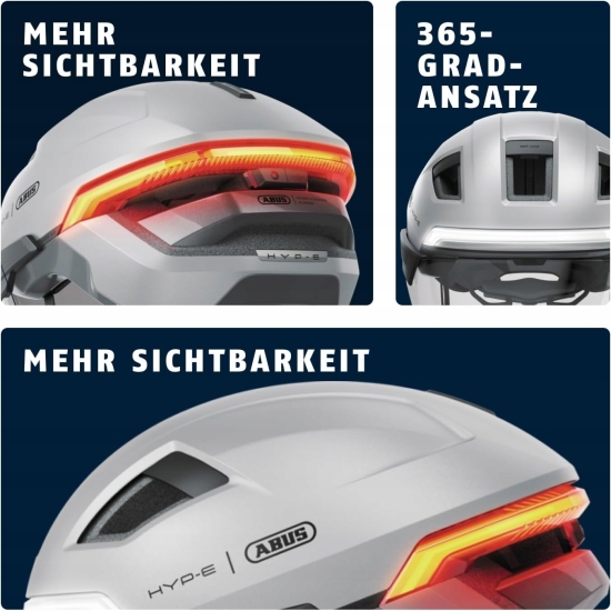 Kask rowerowy ABUS HYP-E ACE Silver Gleam L 57-61 cm ze światłem