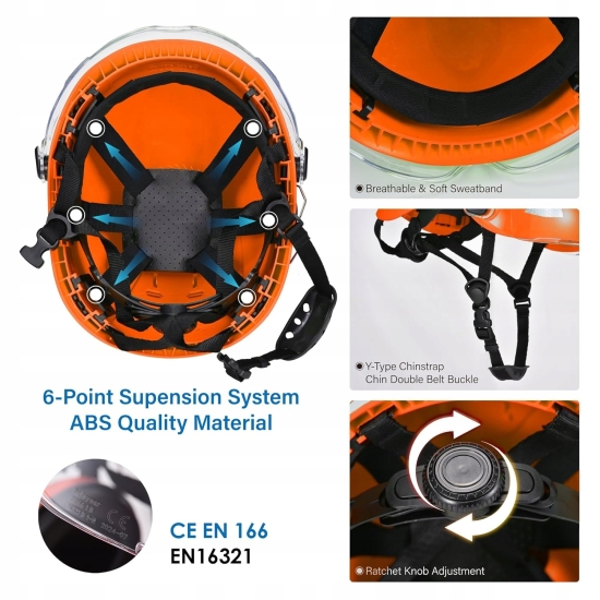 Kask ochronny dla dorosłych SAFEYEAR z goglami odpornymi na zarysowania