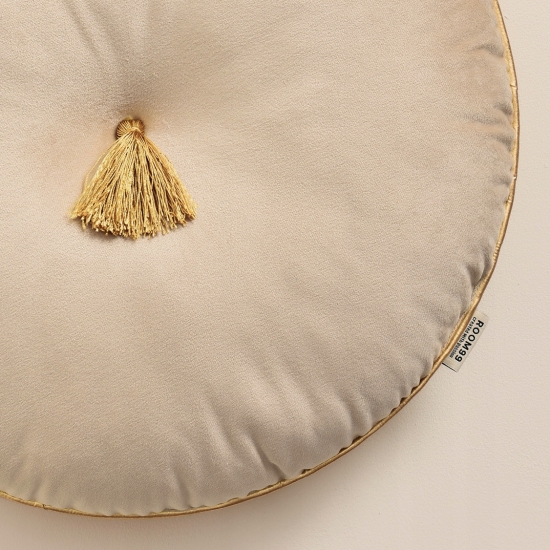 Okrągła poduszka dekoracyjna beżowa Allure welur