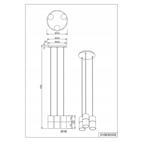 Lampa wisząca Trio Robin 3 -punkty światła E27