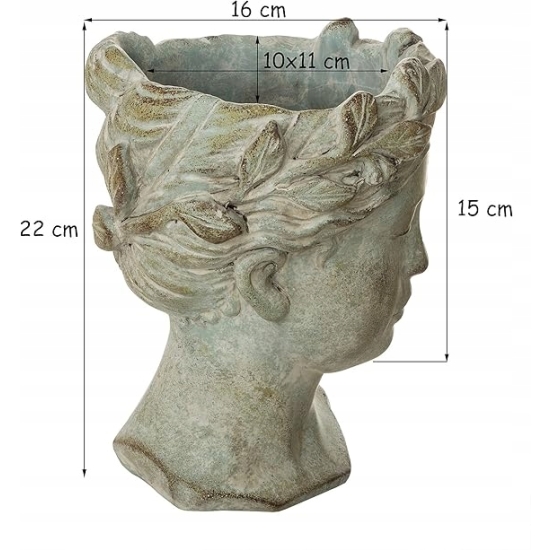 Popiersie w stylu antycznym, ok. 22 x 16 cm, doniczka