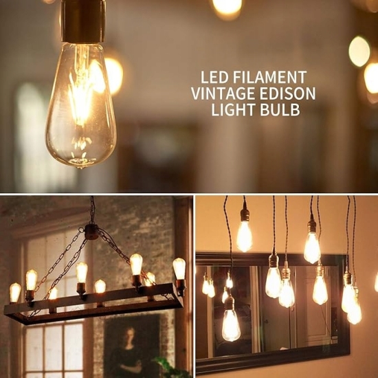 ANWIO żarówka RETRO 4 W ST64, gruszka retro E27 żarówki LED 6 SZT