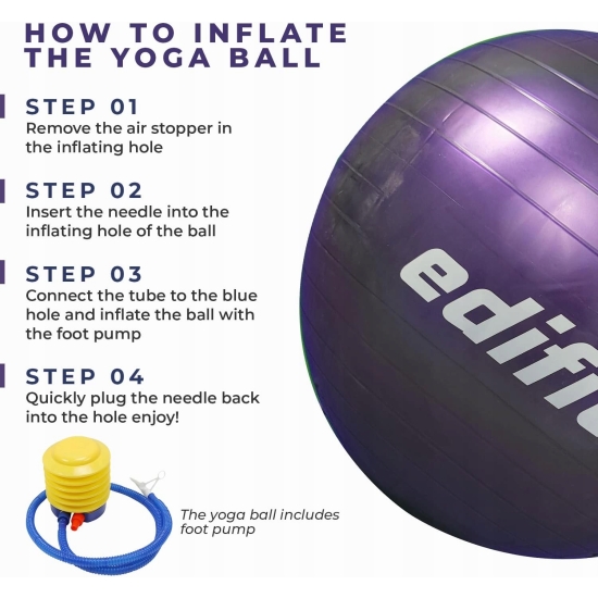 EDIFIT, piłka do jogi, fioletowa 55cm NOWA