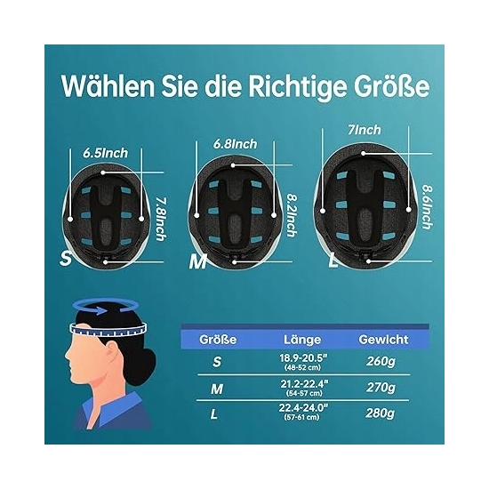 GLAMVILLA Kask rowerowy dla dzieci/kobiet/mężczyzn uniseks M(54-57cm) lekki