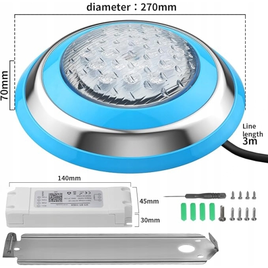 ŚWIATŁO BASENOWE 18*3W RGB LED