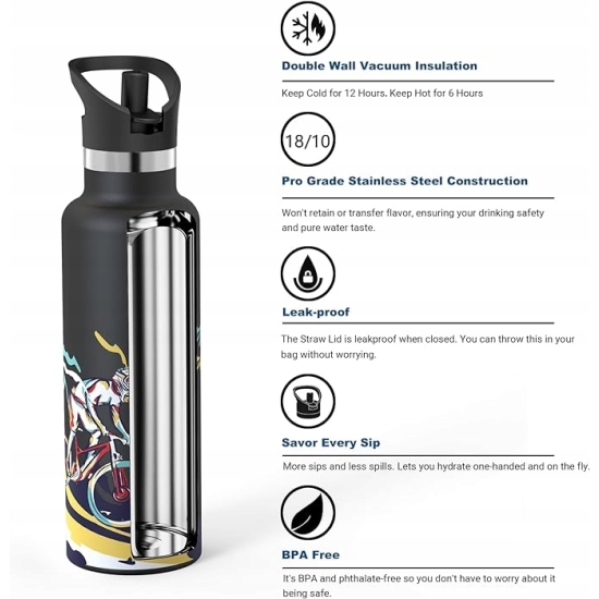 SuperSparrow Butelka termiczna, Ultralight 500 ml - bez BPA Czarna