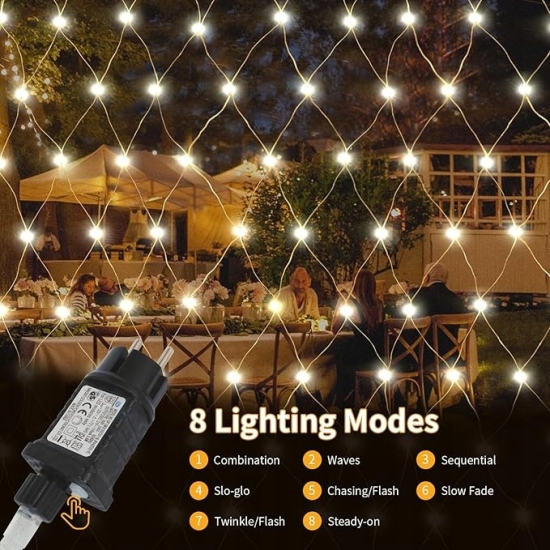 Gresonic Siatka świetlna LED, 270 diod LED, 1,5 m x 1,5 m