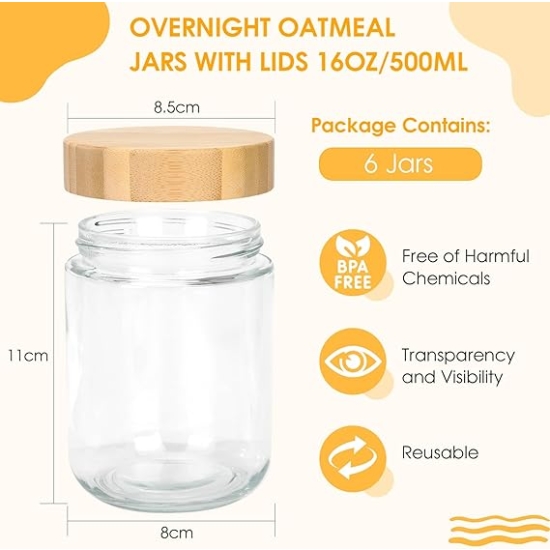 Mozvvco słoiki do przygotowywania posiłków-500ml 5 opakowań